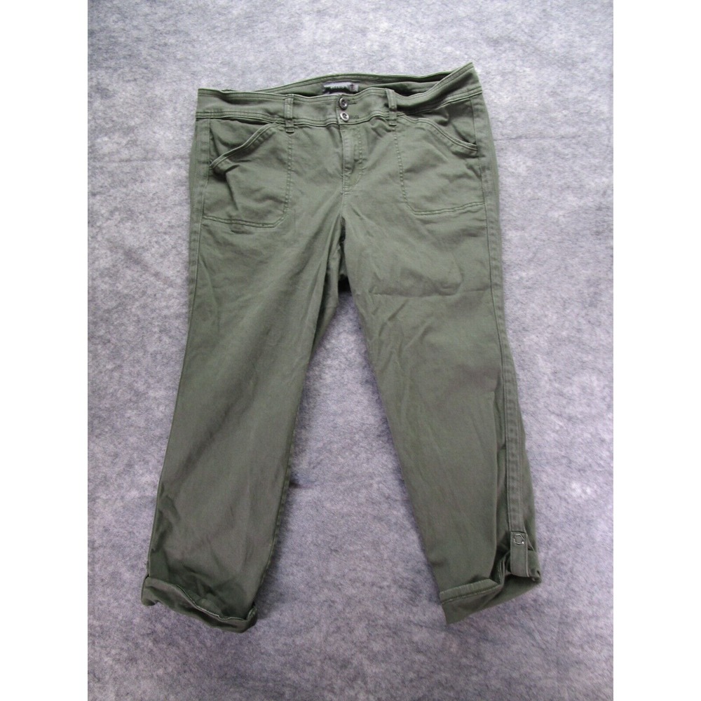 Torrid Jeans Womens 20 green Stretch Denim roll up snap‎ ankle pre-owned